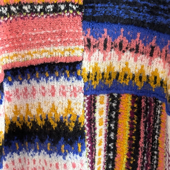 FREE PEOPLE Women’s Best Day Ever Sweater Size L Patchwork Alpaca - Picture 4 of 16